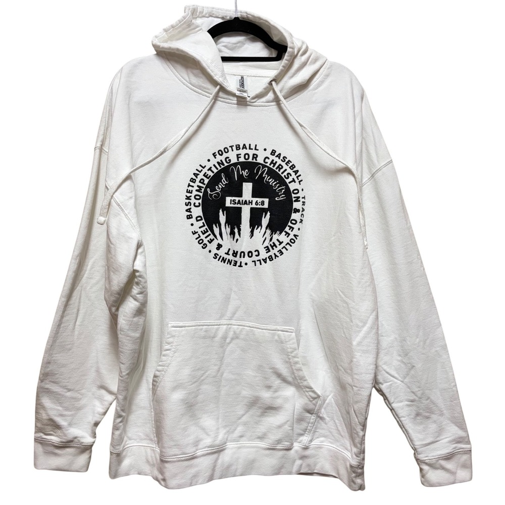 Independent Trading Co White Send Me Ministry Christian Sports Hoodie 2XL